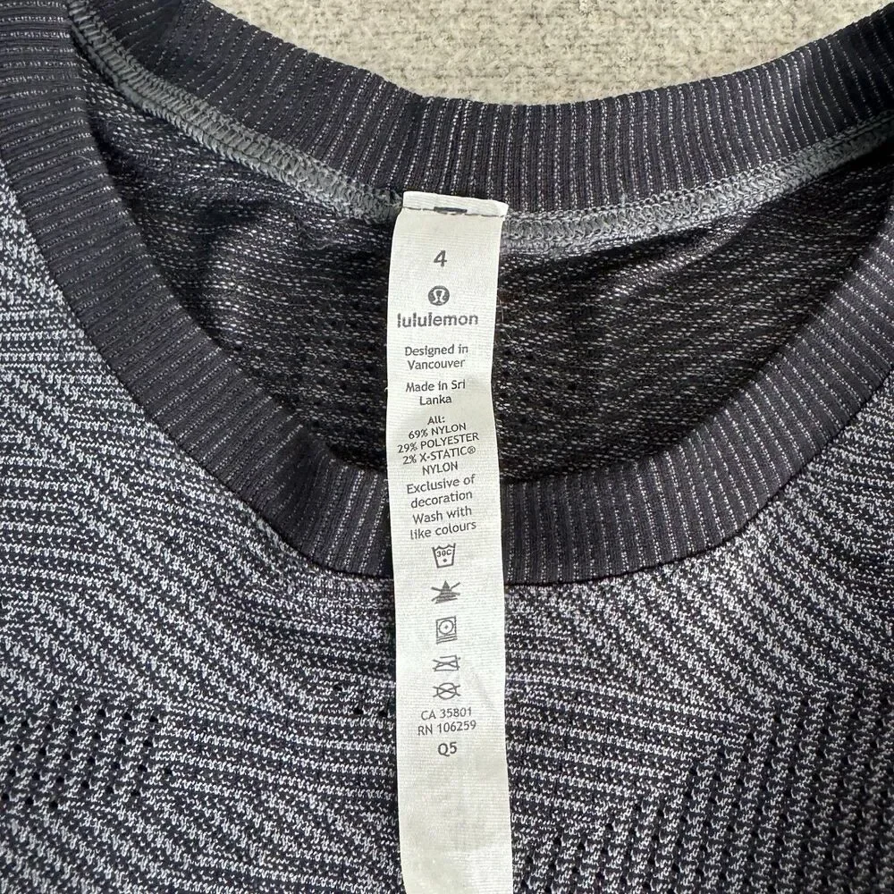 Lululemon Swiftly Breathe Top Long Sleeve Gray Black Gym Yoga Active Woman 4